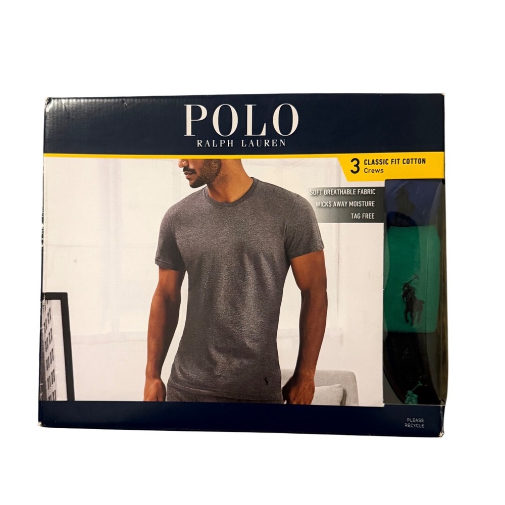 Polo Ralph Lauren Crew Neck T-Shirts Mens Large Multicolor 3-Pack Classic Fit